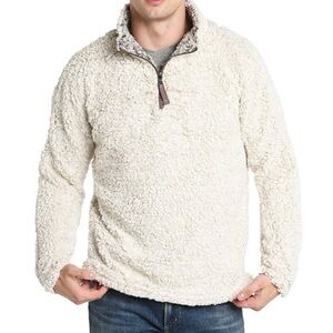 True Grit Men's Cozy Zip Up Sweater Pull Over in Light Cream size M